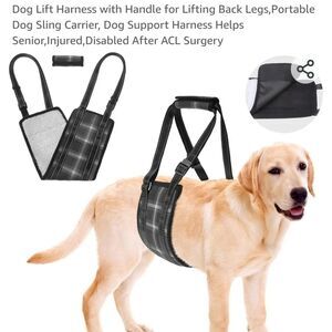 Beautyzoo Medium Blue Plaid Dog Sling Harness (20-80 lbs) – New